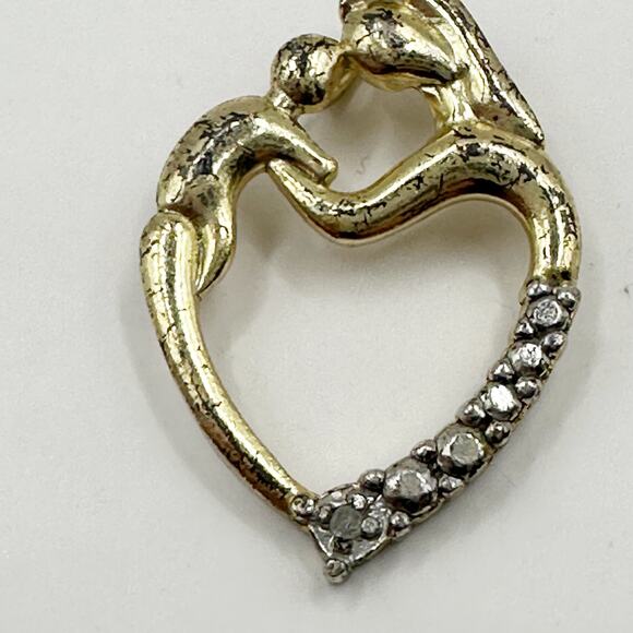925 FAS Vintage Pendant Mother Child Heart Spiritual Inspirational Religious - Picture 1 of 7